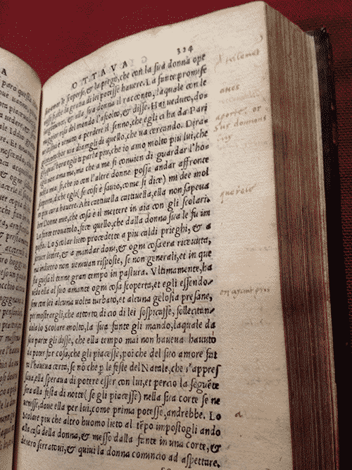 Boccaccio, Giovanni, Il Decamerone, Venezia, Marchio Sessa, 1531, Bibliothèque nationale de France, cote :
RES-Y2-2262, p. 324.