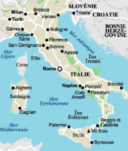 carte de l'Italie pour situer Pompéi