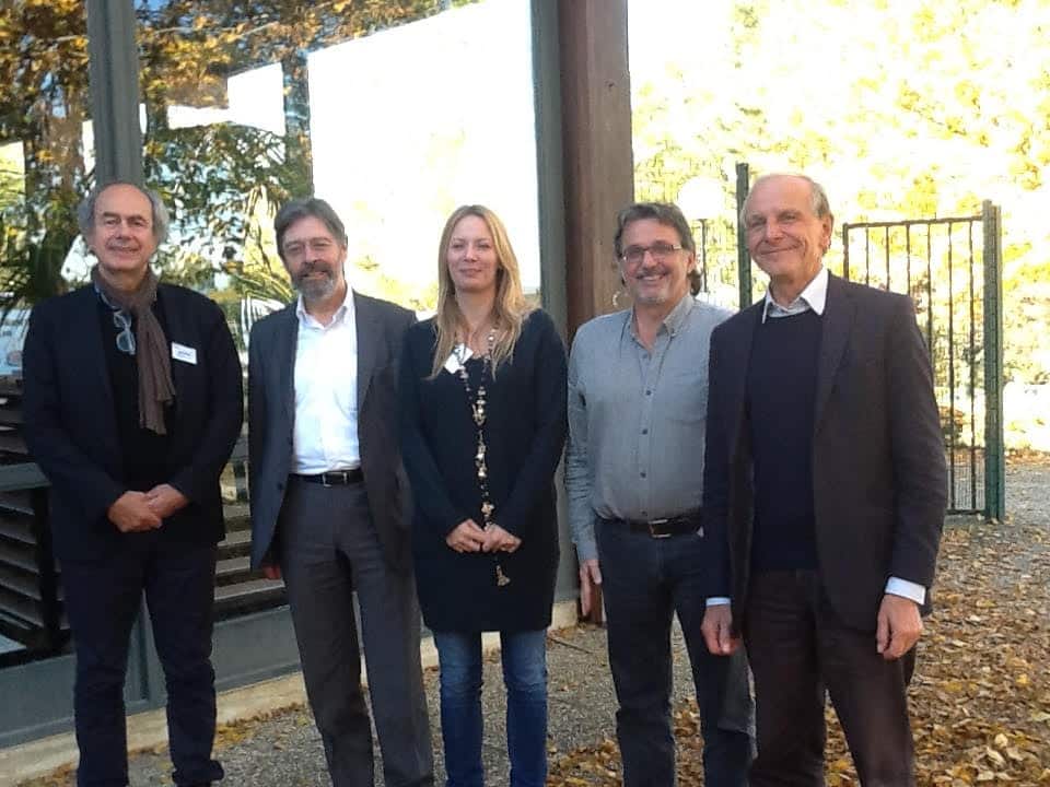 Jean-Paul Demoule, Patrice Brun, Federica Sacchetti, Bruno Chaume, Axel Kahn au colloque de Vix