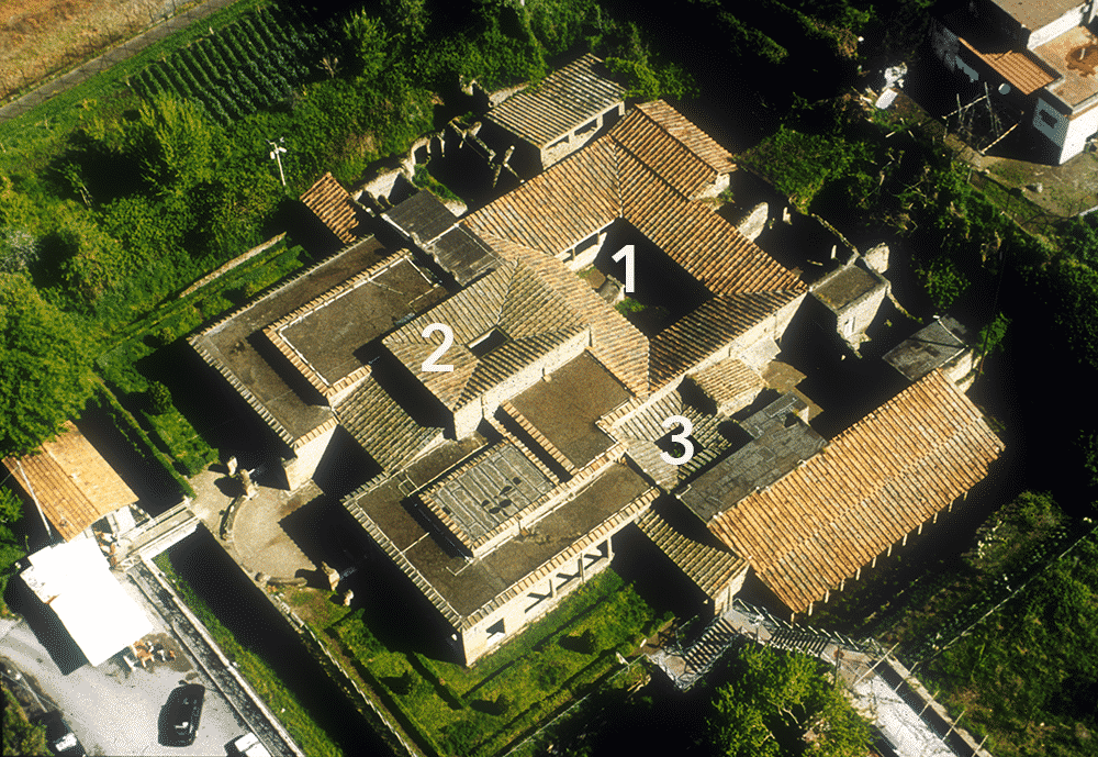 Vue aérienne de la villa des Mystères