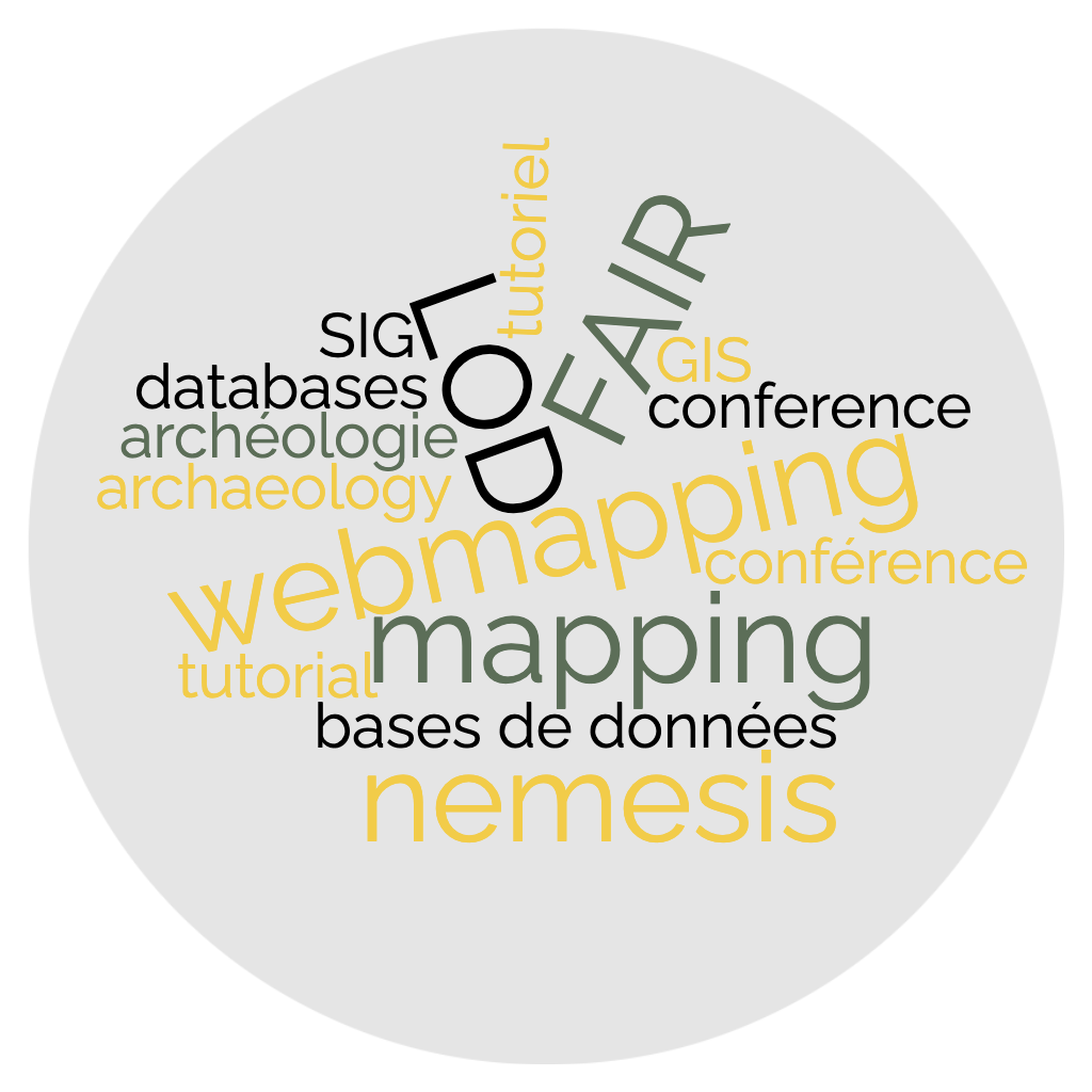 mots clés : archéologie, bases de données, SIG, mapping, webmapping, tutoriel, conférence, NEMESIS, LOD, FAIR