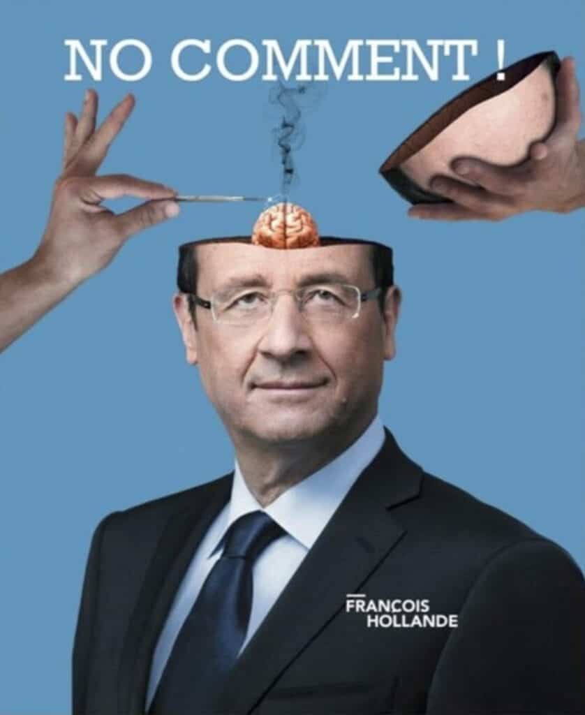 Affiche de bashin autour de l'ancien président de la République française, François Hollande.