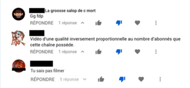 Critique ouverte dessus une vidéo YouTube.