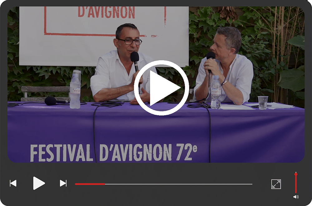 Conférence de presse du Festival d’Avignon 2018, animée par Laurent Goumarre, 10 juillet 2018.