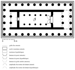 Fig. 10a. Égine, temple II d’Aphaia. Plan restitué (dessin M. Dromain).
