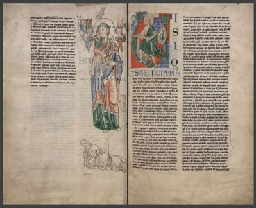 Saint Jérôme, Explanatio in Isaiam, début du XIIe siècle. BM Dijon, Ms. 129-fol. 4v-5r.