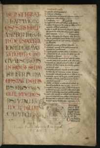 Isidore de Seville, Etymologies, XIIe siècle. Bibliothèque de Bordeaux, Ms. 709, fol. 1.