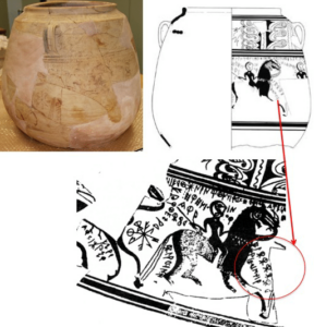 Vase des Guerriers avec décors et inscriptions peints (Sant Miquel de Llíria, Valence) MLH III, F.13.3. Photo : BdHesp, ALF ; Dessin : SIP. Datation : 210-180 a.C.