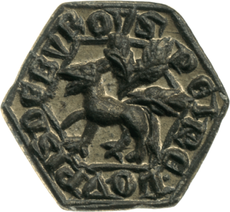 Matrice du sceau de Loupis de Burou, XIVe siècle, BnF MMA Mat. 589.