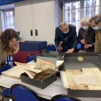 Alice Tanneur, Stéphane Capot, Françoise Lainé et Pierre Simon, aux Archives départementales du Lot-et-Garonne