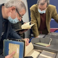 Pierre Simon, Françoise Lainé et Stéphane Capot aux Archives départementales du Lot-et-Garonne