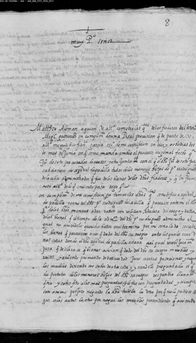 Apéndice 1.1: carta manuscrita de Mateo Alemán, 23 de junio de 1583 (AGS, EH, leg. 767, doc. 8-10). Apéndice 1.1: carta manuscrita de Mateo Alemán, 23 de junio de 1583 (AGS, EH, leg. 767, doc. 8-10).