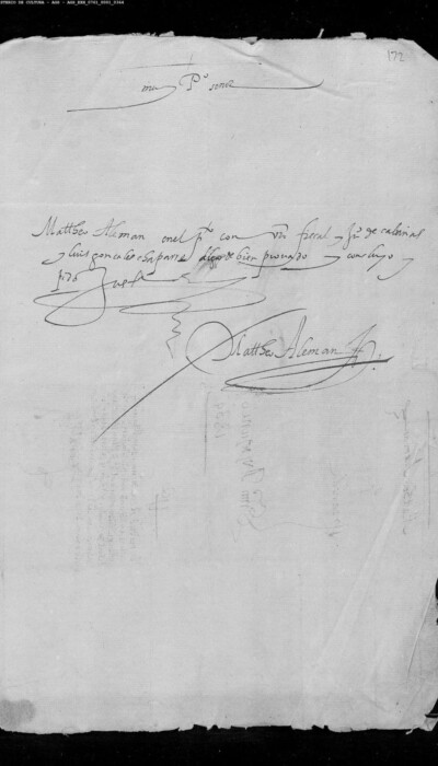 Apéndice 13: carta de Mateo Alemán, 6 de junio de 1584 (AGS, EH, leg. 761, doc. 172).