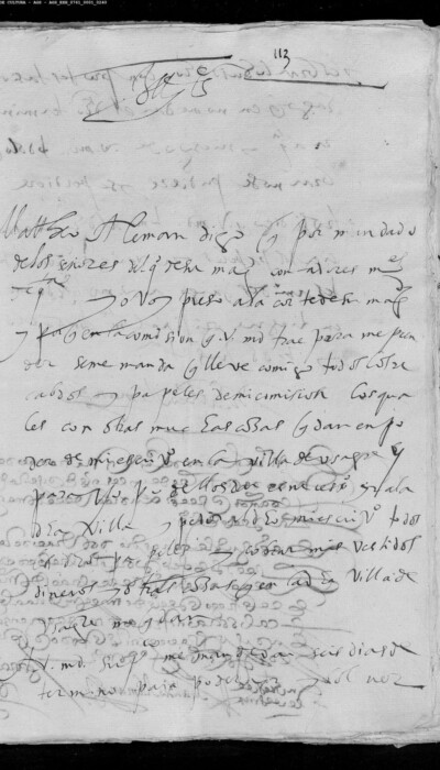 Apéndice 5: carta de Mateo Alemán, 4 de octubre de 1583, solicitando un plazo de seis días para regresar a Usagre a recoger todos los recaudos y papeles de su comisión (AGS, EH, leg. 761, doc. 113). Apéndice 5.1