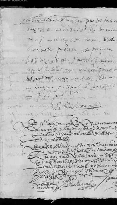 Apéndice 5: carta de Mateo Alemán, 4 de octubre de 1583, solicitando un plazo de seis días para regresar a Usagre a recoger todos los recaudos y papeles de su comisión (AGS, EH, leg. 761, doc. 113).